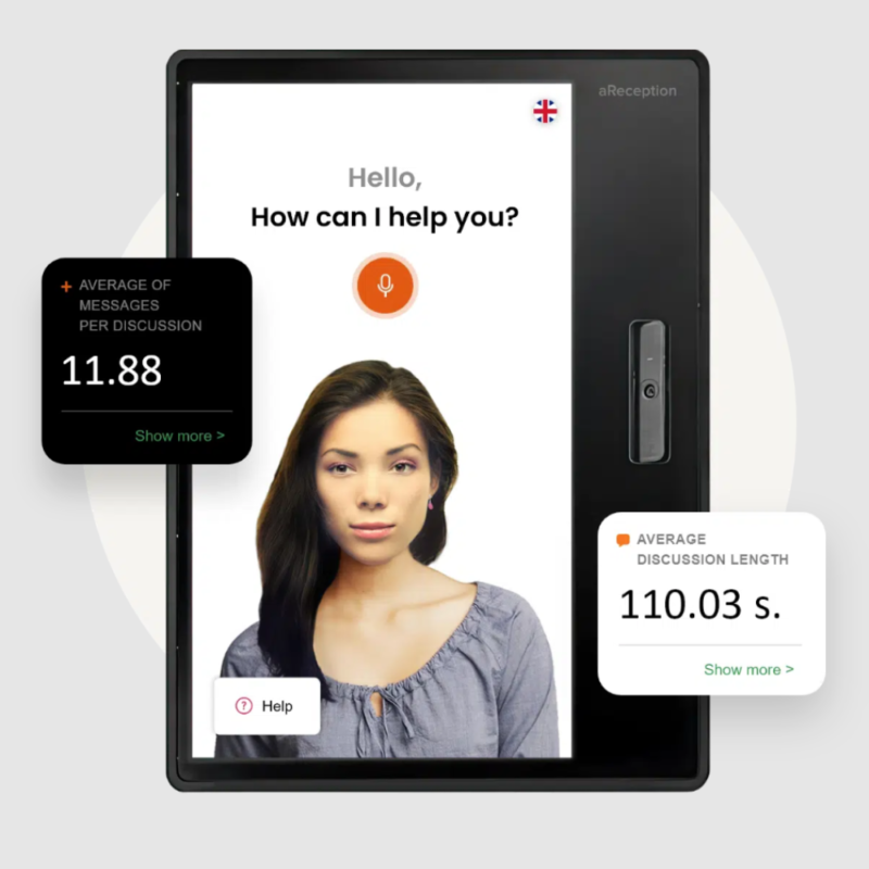 Totem interactiv aReception AI Assistant